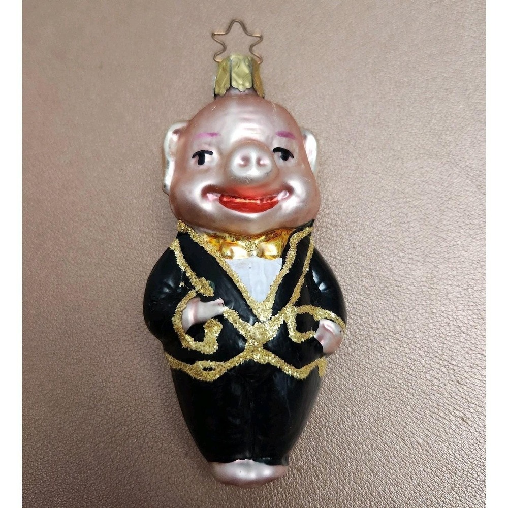Vintage Rare Old World Christmas Ornament Porky Pig Handmade In Germany